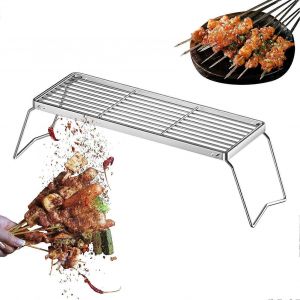 Ensemble de grille en Acier Inoxydable Grill Stand Pliant les Jambes 16x46cm R&eacute;sistant &agrave; la Rouille Lourds Accessoire Barbecue - Neuf