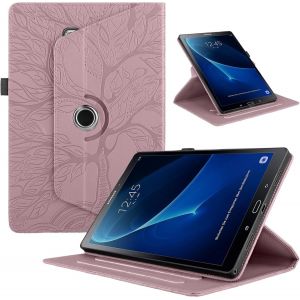Coque Pour Samsung Galaxy Tab A 9.7"" (Sm-T550/Sm-T555) Tablette Étuis Pu Cuir 360°Rotatif Multi-Angle Stand Flip Protection Housse Pour Samsung Galaxy Tab A 9.7"" T550 Coque,Rose Gold Arbres - Neuf