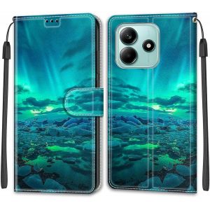 Kal-Coque Pour Xiaomi Redmi Note 14 5g, Fermeture Magnétique Pochette Protection Etui Housse Avec Fentes Pour Cartes Pu Étui Compatible Xiaomi Redmi Note 14 5g Aurore Verte - Neuf