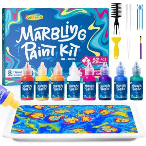 KALANKA-Kit de peinture à marbrure à l'eau, loisirs créatifs pour filles et garçons, fournitures artistiques pour enfants âgés de 3 à 5 ans, 4 à 8 ans, 8 à 12 ans, peinture marbrée pour loisirs - Neuf