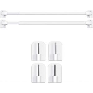 Lot de 2 tringles &agrave; rideaux extensibles avec crochets autocollants pour fen&ecirc;tre,cuisine,projets de bricolage (2 pi&egrave;ces,60-110 cm) - Neuf