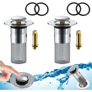 2 PCS Filtre Evier Cuisine,Bouchon Evier Cuisine pour Bonde Pop-Up De 34 à 40 Mm avec Filtre Cheveux Baignoire - Neuf