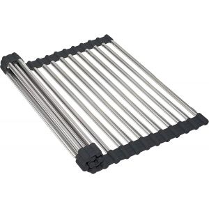 Jexnovashop-Gouttoir Pliable Hidro - 46,5 X 29,5 X 1 Cm - Acier Inoxydable - Couleur Inox - Égouttoir À Poser Sur L'évier - Pour Sécher Vaisselle, Fruits Ou Légumes - Organiseur De Cuisine - Neuf