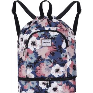 TIANYI-&Eacute;tanche Sac &agrave; Dos &agrave; Cordon Grand Sacs de Sport &agrave; Cordon de Serrage Sac &agrave; Dos Unisexe pour Femme Hommes Voyage Vie Quotidienne Plein Air Yoga Natation Plage, L, Cam&eacute;lia R&eacute;tro - Neuf