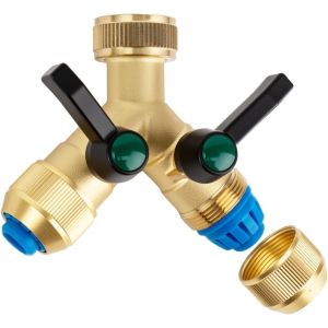 Ulteronixshop-Hydrogarden Distributeur d'eau 2 Voies 3/4"" avec 2 raccords 1/2"" pour raccords de Tuyau, syst&egrave;me d'embo&icirc;tement, raccord de Tuyau - Neuf