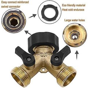 Connecteur de robinet en laiton &agrave; 2 voies pour machine &agrave; laver avec soupape marche/arr&ecirc;t individuelle - Neuf