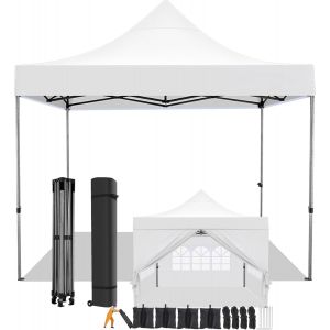 Mevronisshop-Tonnelle Pliante 3x3 Imperm&eacute;able,Tonnelle De Jardin Exterieur Avec Parois Lat&eacute;rales,Barnum Pliant 3x3,Anti Uv Tonnelle Tente Pour Exterieur Plage Terrasse (3 Par 3m Blanc), Cobizi_0320_U - Neuf