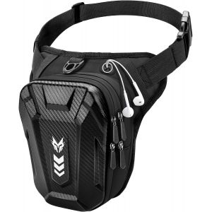 Sacoche de Jambe Moto,[Capacité Extensible] Sac Banane Pochette Ceinture Homme & Femme,Coque EVA,Bande Réfléchissante et Sangle de Jambe Réglable,Leg Pack pour Cyclisme Course Randonnée - Neuf