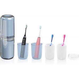 Portable Boîte De Brosse À Dents Voyage 4-In-1 Etui Brosse À Dent Bleu Rangement De Boite Brosse A Dent Respectueux De L'humidité Tasse De Brosse À Dents Pour Camping Voyages D'affaires Maison Ecole - Neuf