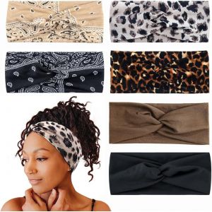 6 Pi&egrave;ces Bandeau Cheveux Femme, Boho &Eacute;lastique Bandeaux Vintage Fleur Imprim&eacute; Hair Bandeau L&eacute;opard Yoga Sport Headband Serre Tete Femme Multicolore (Couleur 2, Paquet De 6) - Neuf