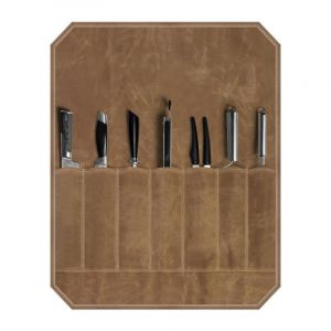 Trousse de transport roulante pour 12 couteaux de chef - &Eacute;tui de protection r&eacute;sistant aux coupures - Dimensions 55x45 cm - Id&eacute;al pour d&eacute;placements et cuisine ext&eacute;rieure - Mati&egrave;re durable couleur kaki - Neuf