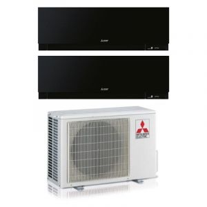 Mitsubishi Electric - Dual Split R&egrave;versible Air Conditioner Series Kirigamine Zen Black Msz-ef 12+12 Avec Mxz-2f53vf R-32 Wi-fi Int&eacute;gr&eacute; Couleur Noir 12000+12000 - Neuf