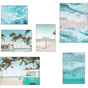 Eryi-6pcs Affiche Décoration, Affiche Decoration Murale Posters Premium The Tableau Décoration Murale Sans Cadres Premium The Beach Mood Poster Paysage Vagues Affiches Tableaux Pour Chambre, Salon - Neuf