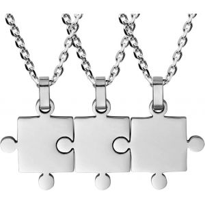 Kal-Bijoux 2 Pendentif D'amitié Collier Amour Personnalisable Pour Homme Femme 2 Chaîne (45cm Et 55cm) Puzzle Acier Inoxydable Fantaisie Pour Amoureux Avec Sac Cadeau - Neuf