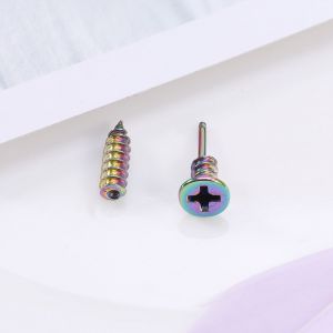 1 Boucle D'oreille A Tige En Acier Titane Pour Homme Et Femme (Multicolore) - Neuf