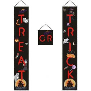 3 pièces décorations de porte Trick or Treat porte rideau bannière pour la fête d'Halloween Halloween front doo - Neuf