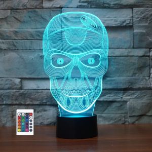 Veilleuse 3d En Forme De Tête De Mort 7/16 Led À Changement De Couleur Avec Télécommande - Lampe De Bureau En Acrylique - Base Plate En Abs - Décoration D'intérieur - Cadeau - Neuf