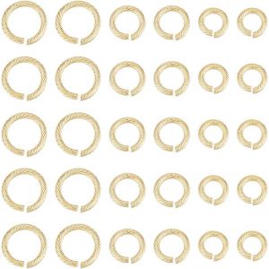 Eryi-30 Pcs 3 Tailles Anneaux Ouverts Acier Inoxydable Anneaux Ronds Texturés 10 15mm Anneaux De Saut Dorés Pour La Fabrication De Bijoux Bricolage Artisanat Boucle D'oreille Bracelet Pendentif - Neuf