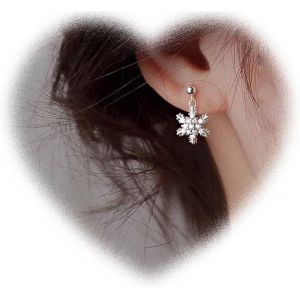 Kal-Boucles D'oreilles Bohème Flocon De Neige En Cristal Cz Flocon De Neige Boucles D'oreilles Pendantes En Forme De Flocon De Neige Doré Boucles D'oreilles Scintillantes Bijoux Pour Femmes Et - Neuf
