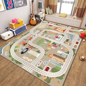 Tapis de jeu pour enfants, tapis de voiture, tapis de ville, tapis de circulation routi&egrave;re, tapis de jeu &eacute;ducatif pour gar&ccedil;ons et filles, tapis de circuit de voiture, tapis pour salle de jeux, chambre et salon, tapis de circulation routi&egrave;re &eacute;ducatif - Neu