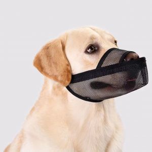 Muselière Pour Chien, Muselière Avec Sangles Réglables, Recouverte De Maille En Pvc Souple, Sûre Et Respirante, Empêche Les Aboiements, L'ingestion De Débris Et Les Morsures D'étrangers, Noire S - Neuf