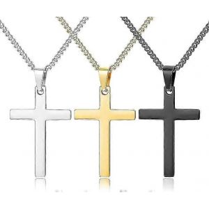 Ventes Promotionnelles 3pcs Collier Croix Pour Hommes,Collier Pendentif Croix En Acier Inoxydable Pour Hommes Pendentif Chaîne 50cm Chaîne Or Argent Noir Croix - Neuf