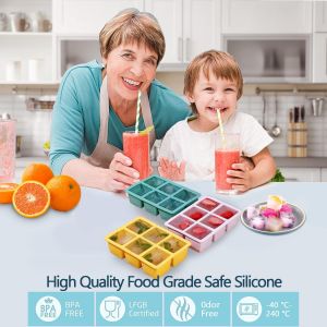Tianyi-® 2 Pcs Moule À Glaçons, Large Bac À Glaçons Avec Couvercle Empilables Et Lavables Au Lave-Vaisselle, En Silicone Pour Whisky, Les Cocktails Et Les Collations Pour Bébé Boissons, Sans Bpa - Neuf