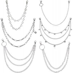 Trahoo-6 Pcs Cha&icirc;nes De Jeans, Cha&icirc;ne De Pantalon Set Punk Femme Cha&icirc;ne De Pantalon Rock Cha&icirc;ne De Pantalon Homme Mode Hip Hop Cha&icirc;ne Pour Porte-Monnaie Sac Ceinture Jeans Pantalon Bijoux - Neuf