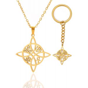 Tianyi-Collier Avec Pendentif En Forme De Noeud De Sorci&egrave;re Celtique En Acier Inoxydable Pour Femme Et Fille - Neuf