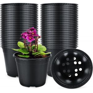 Eryi-100 Pièces 15cm Pots De Fleurs,Pot Pour Semis Exterieur,Pot Plastique Plante,Pot De Repiquage,Godets Semis Pour Interieur-Noir - Neuf