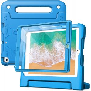 NAERYUT-Coque Enfant Pour Ipad 9,7 Pouces (6Ème/5Ème Génération,Modèle 2018/2017) Avec Protecteur D'Écran Intégré,Housse Étui De Protecteur Antichoc Avec Support Poignée (Bleu) - Neuf