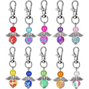 Kal-20 Pcs Ange Fait &Agrave; La Main Porte Cl&eacute;s, Pendentifs Pour Bapt&ecirc;me Mariage, Porte Cl&eacute;s Comm&eacute;moratif, Porte Cl&eacute;s Ange Gardien, Porte Cl&eacute;s De Faveurs Mariage, Ange Gardien Porte Bonheur, Pour Cadeau Ba - Neuf