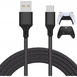 2 Pack C&acirc;ble Chargeur 3M pour PS5/PS5 Pro Manette/pour Xbox Serie X/Xbox Serie S Manette/pour Nintendo Switch Manette, Remplacement USB Cordon Nylon Tress&eacute; Type-C Ports Accessoires,Noir - Neuf