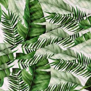 Tissu Velours C&ocirc;tel&eacute; - Dreamroots - Motif De Feuilles - 1m X 140cm - Vert - 380 G/M&sup2; - Neuf