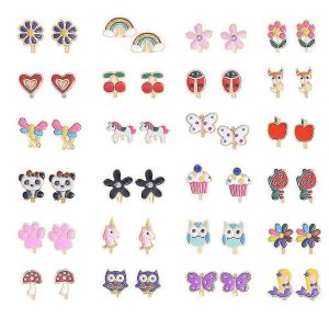 Fleur Clip Sur Boucles D'oreilles - 24 Paires Enfants Filles Oreille Clip Princesse Dress Up Accessoires - Neuf