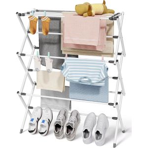 Ulteronixshop-Etendoir Linge Interieur Pliable - S&eacute;choir &agrave; Linge avec Design Pliable et Pieds Antid&eacute;rapants, Organisation du Linge Portable pour Int&eacute;rieur et Ext&eacute;rieur, 73,5 x 29 x 95cm, Blanc - Neuf