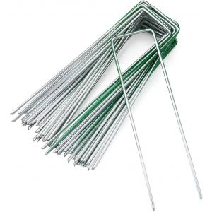 KALANKA-® Lot de 50 piquets de Fixation, Sardines de Fixation, 150 mm de Long, 40 mm de Large, Ø2.5 mm, pour Gazon Artificiel, clôture et Filet de Jardinage - Neuf