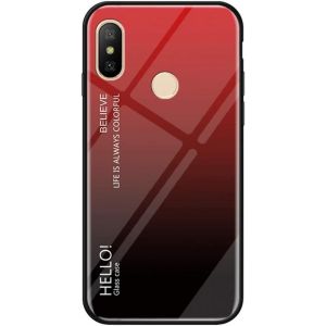 Kal-Coque Pour Xiaomi Mi 8 Se [Avec Film De Protection Écran],Coque Avec Revêtement Arrière En Verre Trempé Avec Motif Marbre + Tpu Silicone Souple Anti Choc Case Cover (Rouge) - Neuf