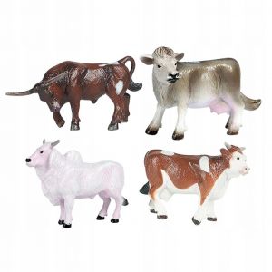 Figurine De Vache Éducative Avec Animaux Réalistes Simulant Un Taureau 4 C-4pcs - Neuf