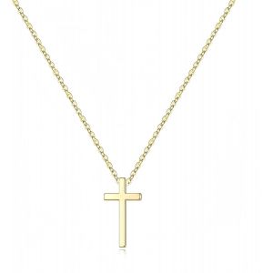 Asas-Collier Croix Femme Collier En Acier Inoxydable Plaqué Or 18 Carats Avec Pendentif En Forme De Croix Croix Chretienne Femme Chaîne De 47 Cm - Neuf