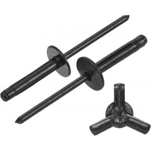 Lot De 25 Rivets À Triple Tête En Aluminium De 1,6 Cm X 1,9 Cm,Rivets À Grande Bride Pour Bricolage,Tôle,Réparations Automobiles,Meubles,Bateau Marin (Noir) - Neuf