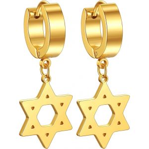 Eryi-Boucle D'oreille Pendantes Homme En Acier/Plaqué Or Punk Style Drop Earrings - Neuf