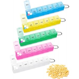5 Pièces Pilulier Semainier Français 7 Jours,Semainier Medicament Pour Jour De Semaine,Rangement Grande Capacité Boite À Pilule Portable Idéal Voyage,Petit Pilulier De Poche Facile À Ouvrir - Neuf