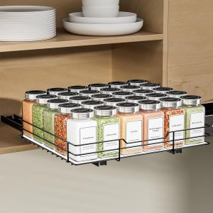 Étagère À Épices, Organisateur De Placard, Porte Epice Pour Rangement Placard Cuisine, Rangement Et Organisation De Cuisine, Noir P27*L32.2*H6Cm[APP8811885] - Neuf