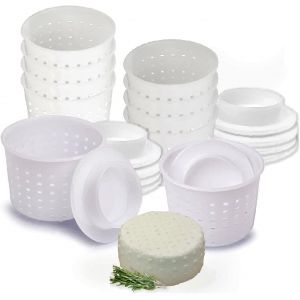 Jexnovashop-10 Pcs Small Cheese Mold For Cheese Making With A Follower 1/3 Qt - Cheddar Cheese Making Basket Kit - Homemade Cheese Making Supplies - Hard Cheese Form Molds - Moldes Para Queso Fresco - Neuf