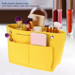 HJLIAN Sac a main en feutre, organiseur de sac a main, sac multi-poches pour telephone, cosmetiques, sac a main (jaune) - Neuf