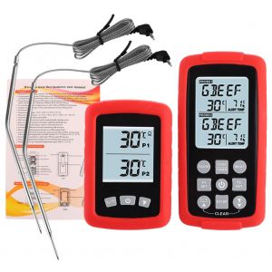 HJLIAN Thermometre numerique sans fil pour cuisson des aliments et de la viande avec double sonde pour fumoir, gril, barbecue - Neuf
