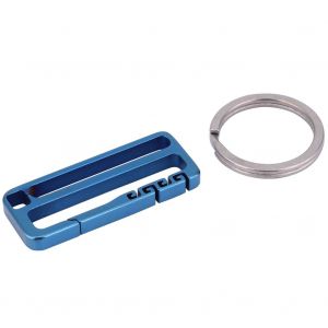 Porte-Cles Edc En Alliage De Titane Pour Equipement De Plein Air, Anneau De Rangement, Clip De Ceinture Pour Le Camping, Ceinture En Cuir Monocouche Bleue - Neuf