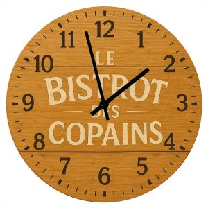 Horloge en verre le bistrot des copains  29 cm - Neuf