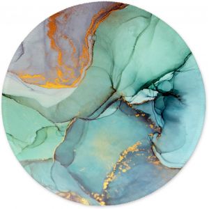 DDA-Tapis de Souris Rond, Mouse Pad pour Ordinateur PC Bureau Portable, Étanche Surface Lisse, Base Antidérapante en Caoutchouc, avec Bord Cousu, Marbrure Moderne - Neuf
